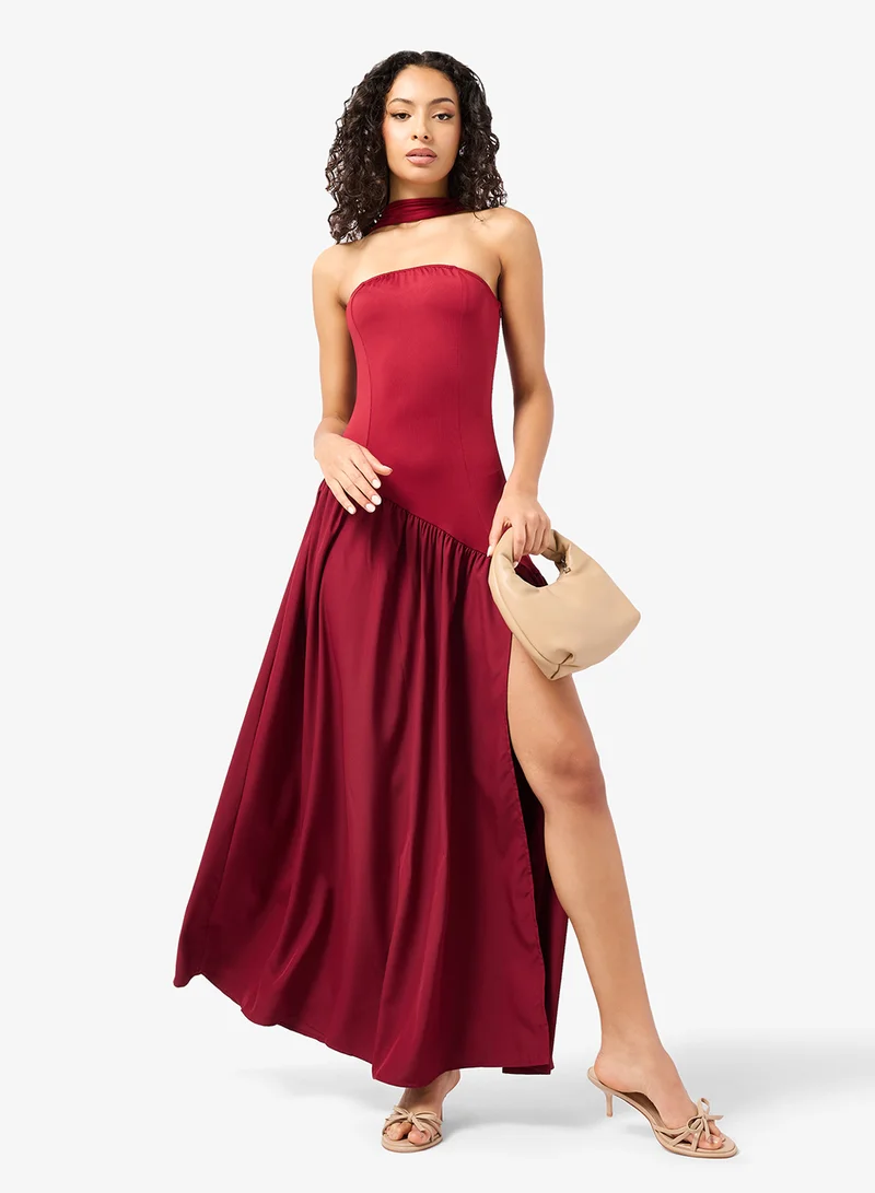 Ginger  Off Shoulder Drop Waist Dress with Scarf for Women | Best Price UAE